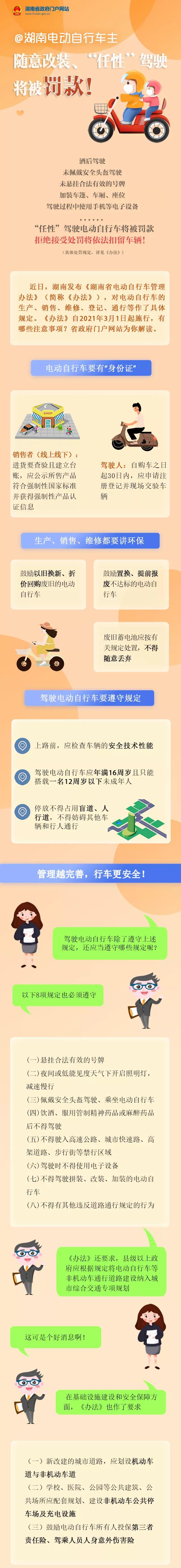 3月1日起正式施行！《湖南省電動自行車管理辦法》全文來了！電動自行車管理辦法》